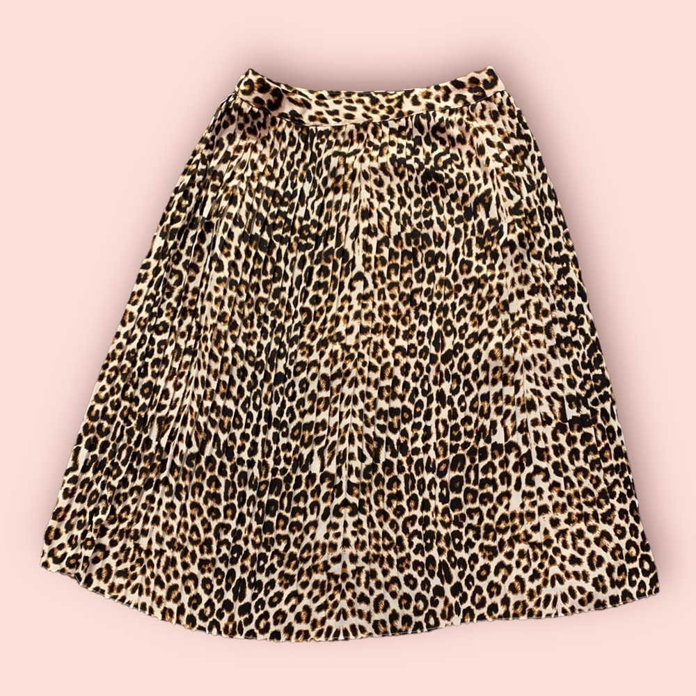 Express Pleated Leopard Midi Skirt
